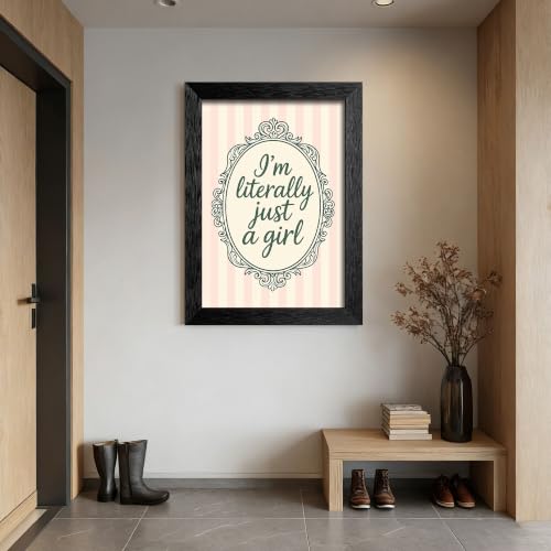 Just A Girl Canvas Wall Art Script Poster 24x36in Black Framed Flat - color: style 01, size: 24"L x 36"W
