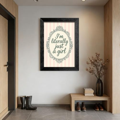 Just A Girl Canvas Wall Art Script Poster 12x16in Black Framed Flat - color: style 01, size: 12"L x 16"W