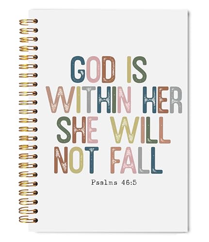 Inspirational Christian Notebook Journal 5.5x8.3, God is Within Her She Will Not Fall Bible Verse Prayer Journal Notebooks for Note Taking, Christian Hardcover Spiral Notebook - color: Prayer Blank Book 13