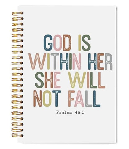 Inspirational Christian Notebook Journal 5.5x8.3, God is Within Her She Will Not Fall Bible Verse Prayer Journal Notebooks for Note Taking, Christian Hardcover Spiral Notebook - color: Prayer Blank Book 13