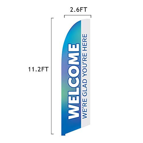Vispronet Welcome to Church Feather Flag – 13.5ft Banner for Religious Gatherings and Festivals, Weather-Resistant Knitted Polyester, Flag Only - size: 13.5ft - Flag Only