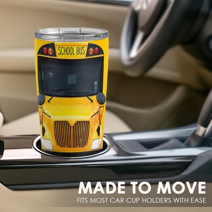SANDJEST Bus Driver Tumbler - School Bus 20 oz Stainless Steel Double Wall Vacuum Tumblers Coffee Travel Mug - Thermal Cups Birthday, Christmas, Back To School Gifts for Men, Women, Friends, Besties - color: School Bus Driver