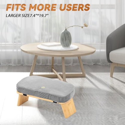Large Bamboo Meditation Bench, Foldable Prayer Stool(Grey & Bag) - color: Grey & Bag