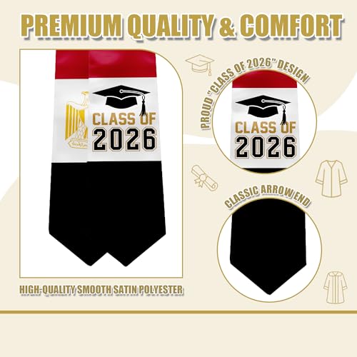 National Flag Graduation Stole Sash - 72" Long Unisex Honors Stole for Students - color: Egypt