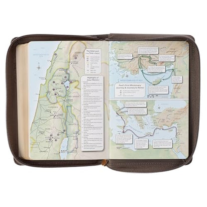 KJV Holy Bible, Compact Large Print Vegan Leather Red Letter Edition - Ribbon Marker, King James Version, Floral Dusty Taupe, Zipper Closure (KJV Compact LP Editions)