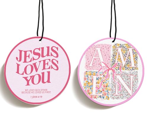 Pink Christian Car Air Freshener Hanging 2Pcs, Jesus Christian Gifts - color: Pink Jesus Love You, size: 2 Count (Pack of 1)