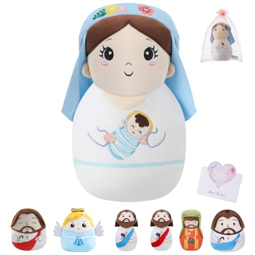 Mary Plush Nativity Scene Set - Gift for Women's Day Baby Plush Soft Jesus Stuffed Animal, Perfect Holiday Decor Christian Gift for Girl, 10 Inch - style: Mary