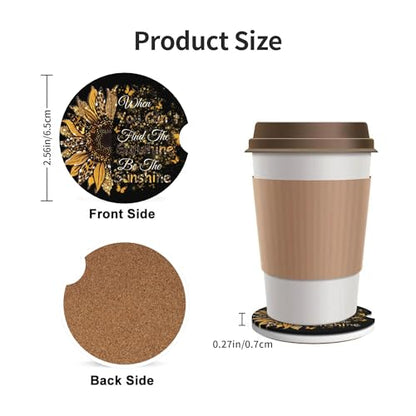 Be The Sunshine Car Cup Holder Coasters 2 Pack 2.63" for Women - color: Gold