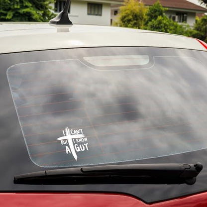 I Can't But I Know A Guy Car Decals, Christ Religious Sign for Car Bumper Truck, Christian Jesus Cross Car Vinyl Decal, RV Vans SUV Window Laptop, Inspirational Faith Gift Idea (6.5 x 4.4 in) - style: I Can't But I Know A Guy