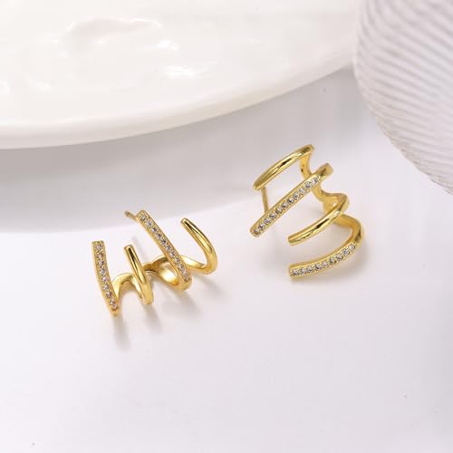 18K Gold Plated Hoop Earrings for Women, NICKEL-FREE & HYPOALLERGENIC, Timeless Jewelry Gift - color: gold-J