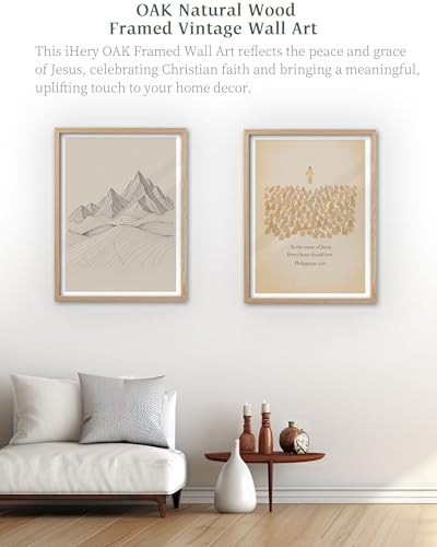 iHery 12x16in Jesus in the Wilderness Framed Christian Wall Art - color: Beige Framed Wilderness, size: 16"L x 12"W