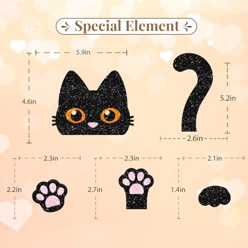 Black Cat Cake Topper, Cat Birthday Cake Decor, Black Glitter Kitten Baby Shower Cake Topper for Girl, Pet Themed Birthday/Adoption DayParty Decoration - style: Black Cat