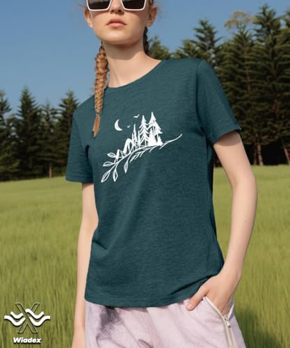 Hiking Mountain T-Shirt for Women Summer Casual Sleeveless Workout Tank Top - color: A Green, size: Small