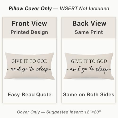 Christian Pillow Covers 12x20 Set of 2, Warm Cream Lumbar Case - color: Warm Cream