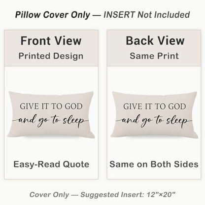 Christian Pillow Covers 12x20 Set of 2, Warm Cream Lumbar Case - color: Warm Cream