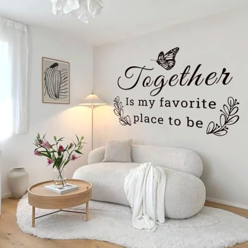 Family Vinyl Wall Decor Stickers This is Us, Together, Home, Family Scripture Quote Wall Decals, Butterfly Decal Inspirational Quotes Sticker Set for Home Office Decor(Black)