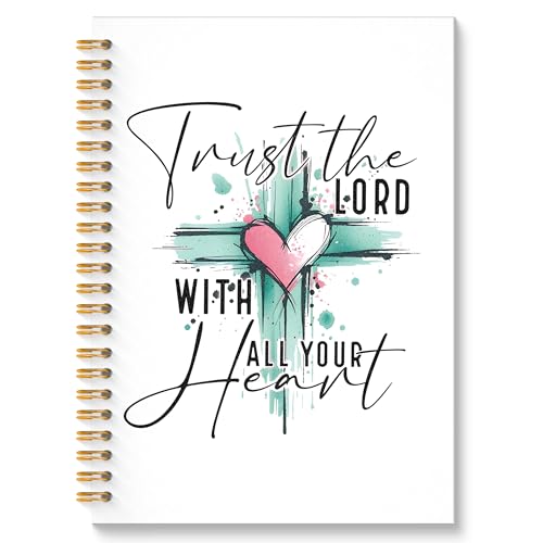 ROXMART Christian Glitter Spiral Notebook, Bible Verse Journal, Christian Gifts for Women, Trust in the Lord with All Your Heart Religious Scripture Hardcover Notebook Journal, 5.5x8.3 Inch - color: Style 01