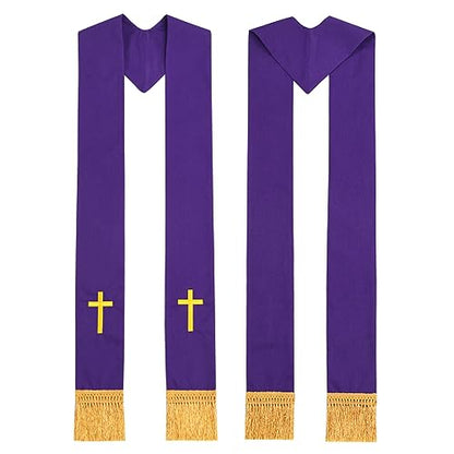 BLESSUME Church Clergy Pastor Cross Embroidered Stole - color: Purple 6