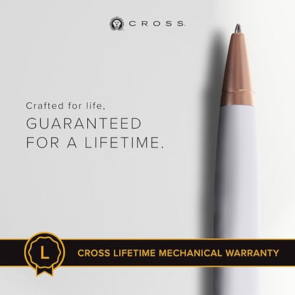 Cross Calais Ballpoint Pen, Pearlescent White & Rose Gold, Black Ink