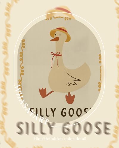 WHASAYART Cute Silly Goose Decor Funny Animal Framed Canvas Wall Art 12x16 - color: Silly Goose