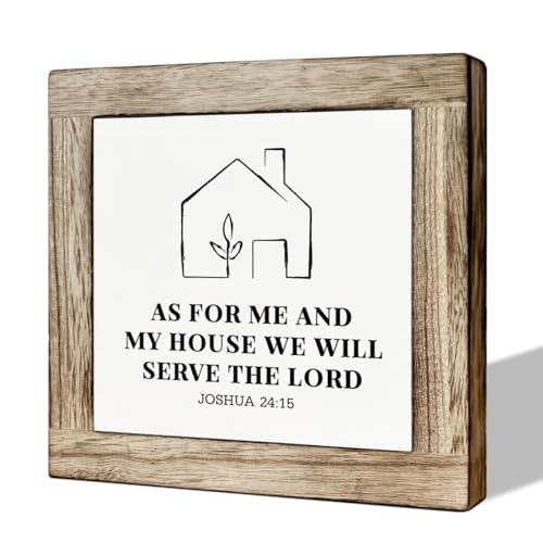 Christian Decor Art, Front Door Decoration for Shelf, Religious Home Decors, Bible Verse Artwork Wooden Box Sign, Christian Housewarming Decor, But As For Me And My House Sign - color: Christian44