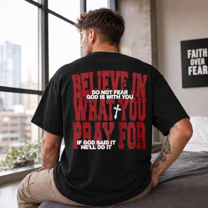 BINTEHGS Men's Christian Faith T-Shirts Inspirational Bible Verse Shirt Cross Oversized Tshirts for Men Jesus Graphic Tees - color: Black, size: XX-Large