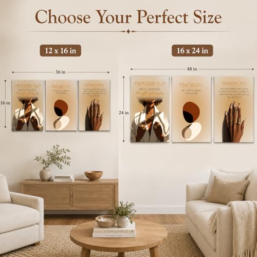 IEMIHZUM African American Girl Christian Wall Art Set of 3 16x24in - color: Canvas Scripture, size: 24L"X16W"