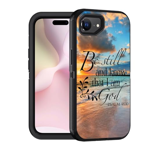 for iPhone 17e Case & iPhone 16e Case, Military Grade Heavy Duty 3-Layer Shockproof Full-Body Protective Phone Cover for iPhone 17e & iPhone 16e 6.1", Quotes Bible Verse Psalm 46:10 - color: Quotes Bible Verse Psalm 46:10, size: iPhone 17e & iPhone 16e