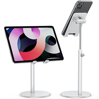 OMOTON CA04 Aluminum Tablet Phone Stand, Adjustable Desk Stand Silver - color: Silver