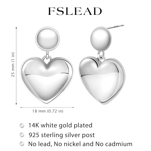 14K Gold Earring Cross Waterdrop Butterfly Heart Knot Earrings for Women Gold Silver Cross Leverback Drop Gold Silver Teardrop Hoop Dangle Earring White Gold Dangle Drop Earring - color: Silver- Heart Dangle Earring