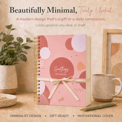 300-Page Hard Cover Notebook with Affirmations - B5 Spiral Bound - color: Good Things