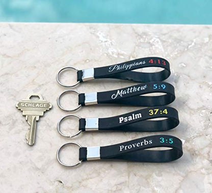 (12 Pack) Christian Bible Keychains with Scripture - Bulk Wholesale Silicone Key Chains - Christian Gifts for Church, First Communion, Easter, Christmas, VBS - Phillippians 4:13