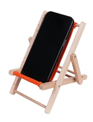 Foldable Wooden Cell Phone Stand, Phone Holder for Desk - color: Orange