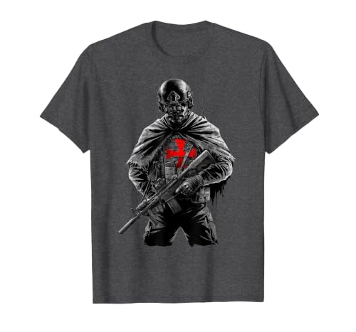 Men Tactical Faith Modern Templar Knight Christian T-Shirt - color: Dark Heather Grey, size: Medium