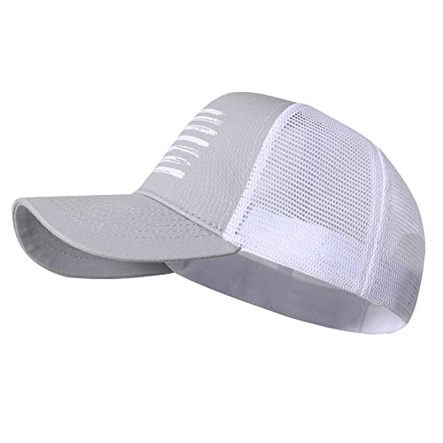 Baseball Cap, American Flag Trucker Hat for Men Women, Breathable Adjustable Fit Outdoor Mesh Snapback Hats - color: Gray/White Flag