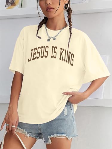 Christian Shirt Women Oversized Jesus Tshirt Jesus Love You Shirts Jesus Faith Tops Bible Verse Inspirational Tee - color: Apricot, size: Small