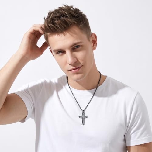 14K Gold Plated Cross Pendant Necklace Christian Jewelry Religious Gift - color: A05-Cross Black Abalone