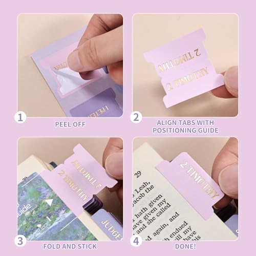 Laminated Bible Tabs for Women, Purple Pink, Gold Foil Lettering, 105pcs - style: Gold Foil WaterLilyPurple