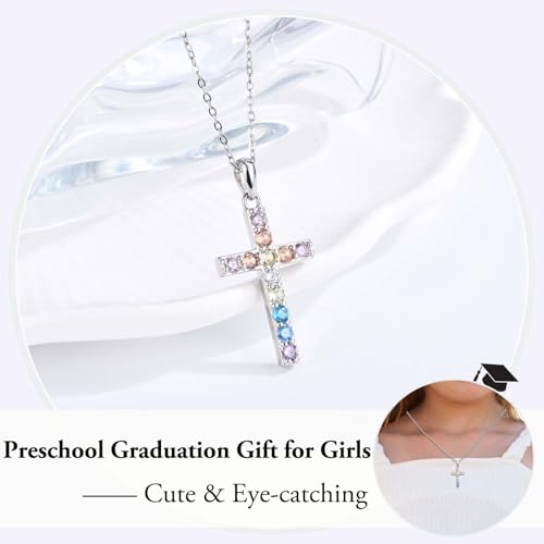 Cross Necklace for Little Girls Catholic Christian Religious Gifts - color: Preschool Graduation