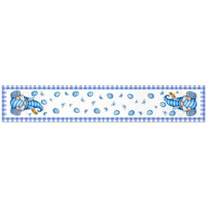 HOMETITUTE Blue Easter Gnome Table Runner Bunny Decor 13x72 Inch Burlap
