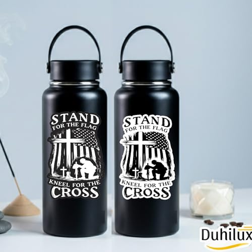 (2PCS Black and White) Stand for The Flag Kneel for The Cross Sticker 5 inch, stickers for trucks, window stickers for trucks, religious car decals, Waterproof Vinyl Decals For Cars, Laptops, Tumblers