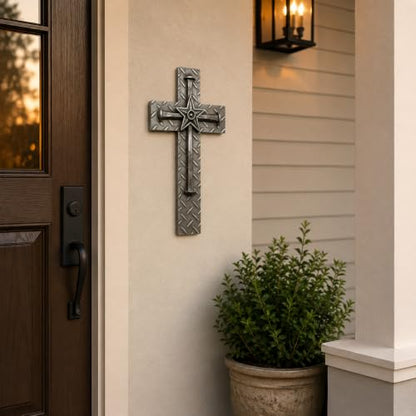 Comfy Hour 12 Inch Wall Cross for Home Decor, Nail Star Plaque