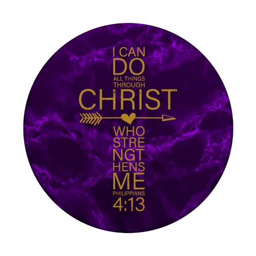 Philippians 4:13 Cross Christian Gifts Women Heart Purple PopSockets Adhesive PopGrip - style: Adhesive PopGrip