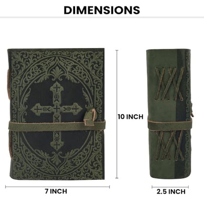 LEATHER VILLAGE Faith Journal Cross Embossed, Forest Green 10x7. - color: Green, size: 10 inches X 7 inches