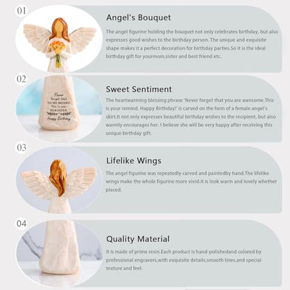 Birthday Gifts for Women, 5.5” Resin Angel Figurine - Happy Birthday Gifts - color: Birthday Gifts