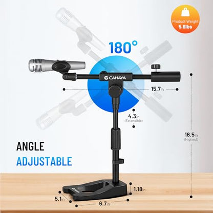 CAHAYA Mic Stand Desk Adjustable Metal Boom Arm Desktop Microphone Mount