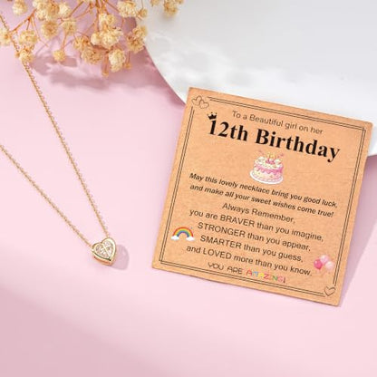 3-12 Year Old Birthday Gifts Heart Cross Necklace Gifts - style: 12th Birthday