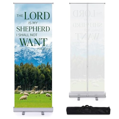 Ceenna 24 x 63 Inch Church Sanctuary Inspirational Retractable Banner Sign - style: the Lord is My Shepherd