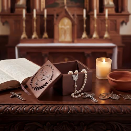 Frienda Inspirational Confirmation Keepsake Box - 2.8" H Bronze Finish Resin Trinket Box with Dove, Durable Religious Sacrament Gift for Baptism, First Communion