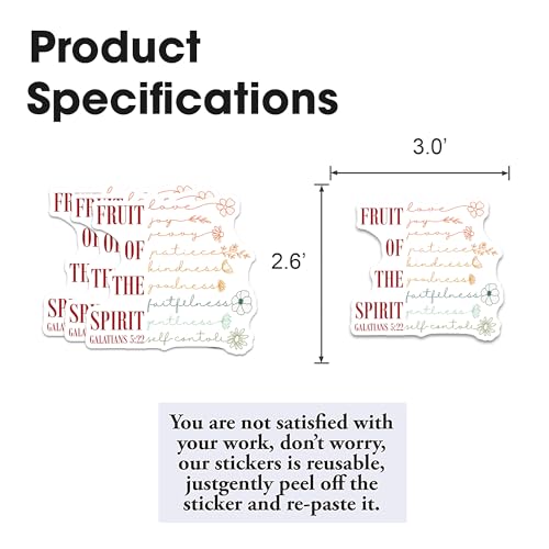 Fruit of The Spirit Sticker 3Pcs Decals Vinyl Waterproof - Journaling Christian Floral Bible Verse Quote Sticker for Water Bottles, Phone Laptop - color: Holo Spirit